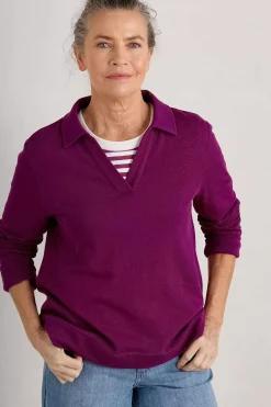 Clear Wing V-Neck Collared Sweatshirt