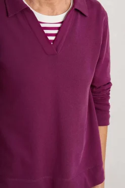 Clear Wing V-Neck Collared Sweatshirt