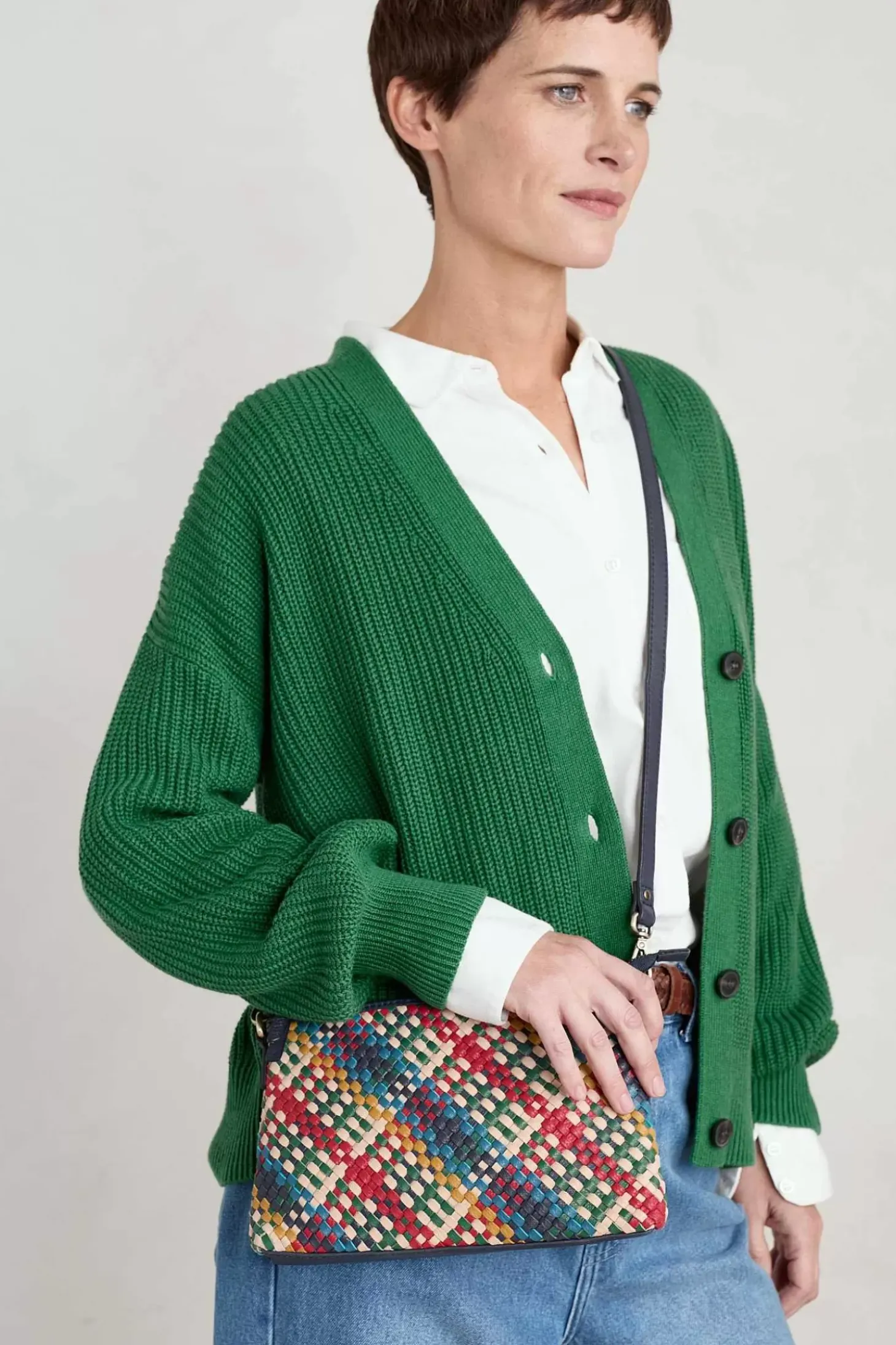 Crenvor Woven Leather Cross Body Bag