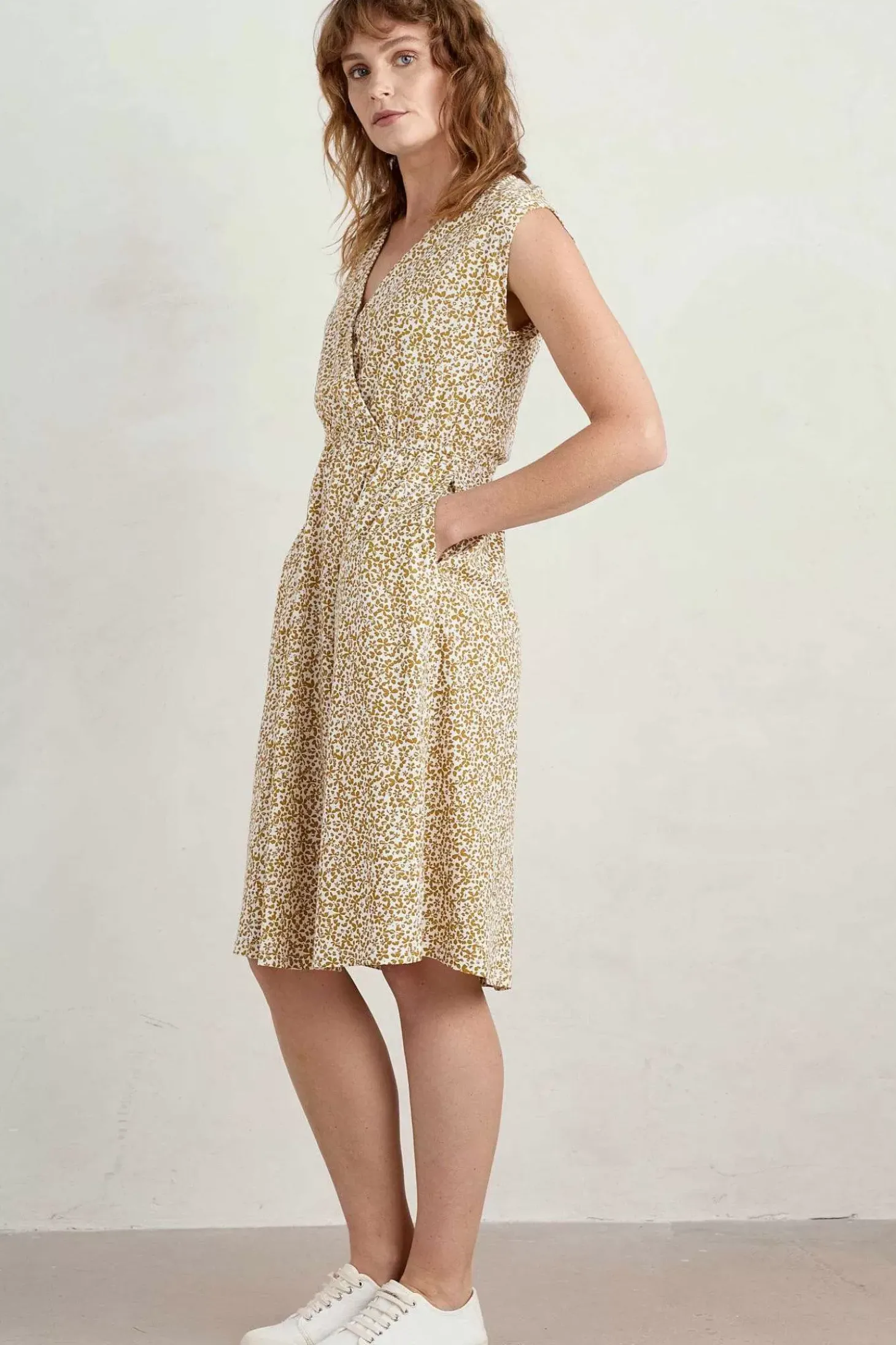 Faye Sleeveless Mock Wrap Dress