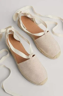 Fern Path Ankle Tie Cotton Espadrilles