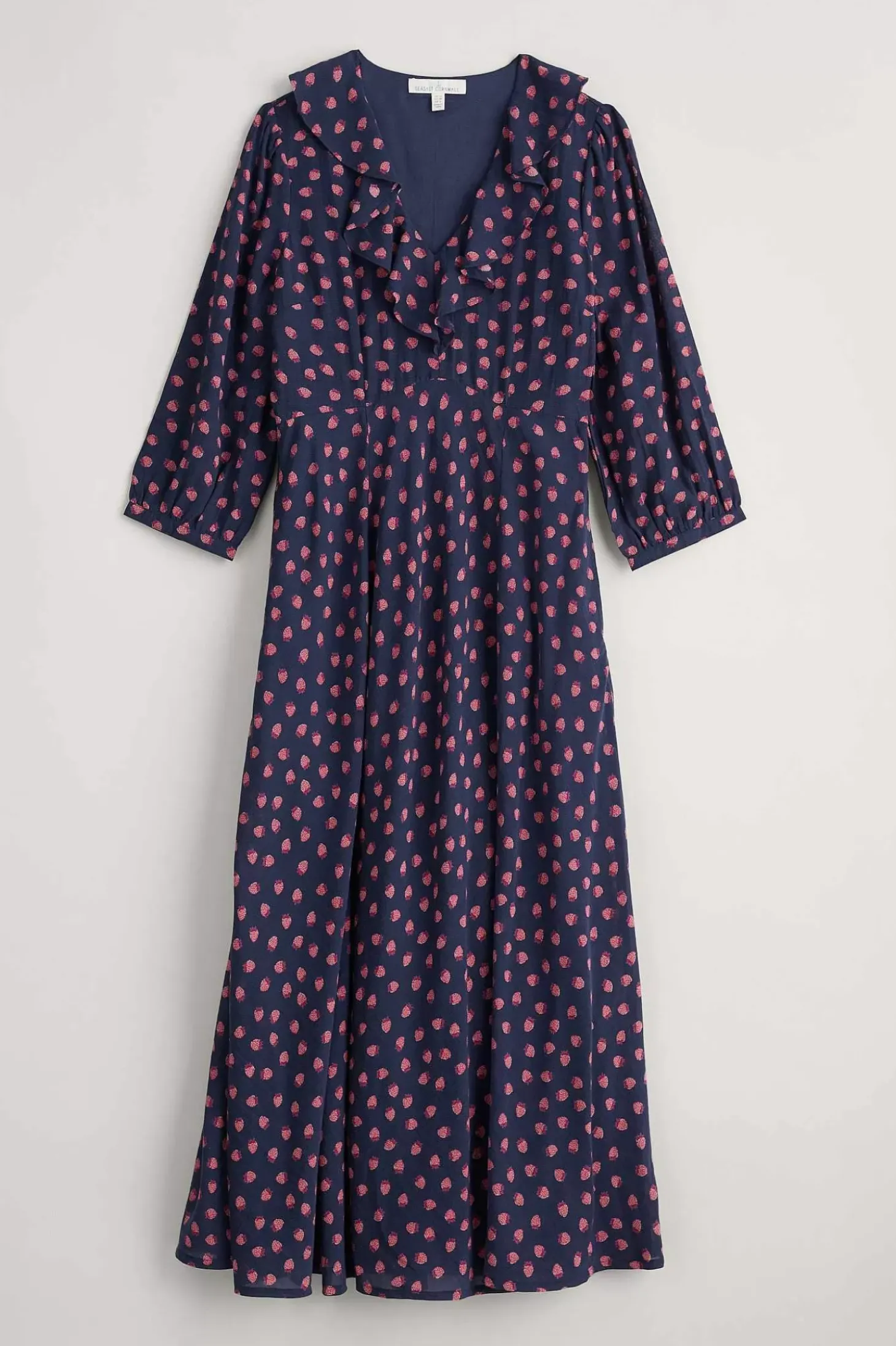 Furled Flower V-Neck Dress