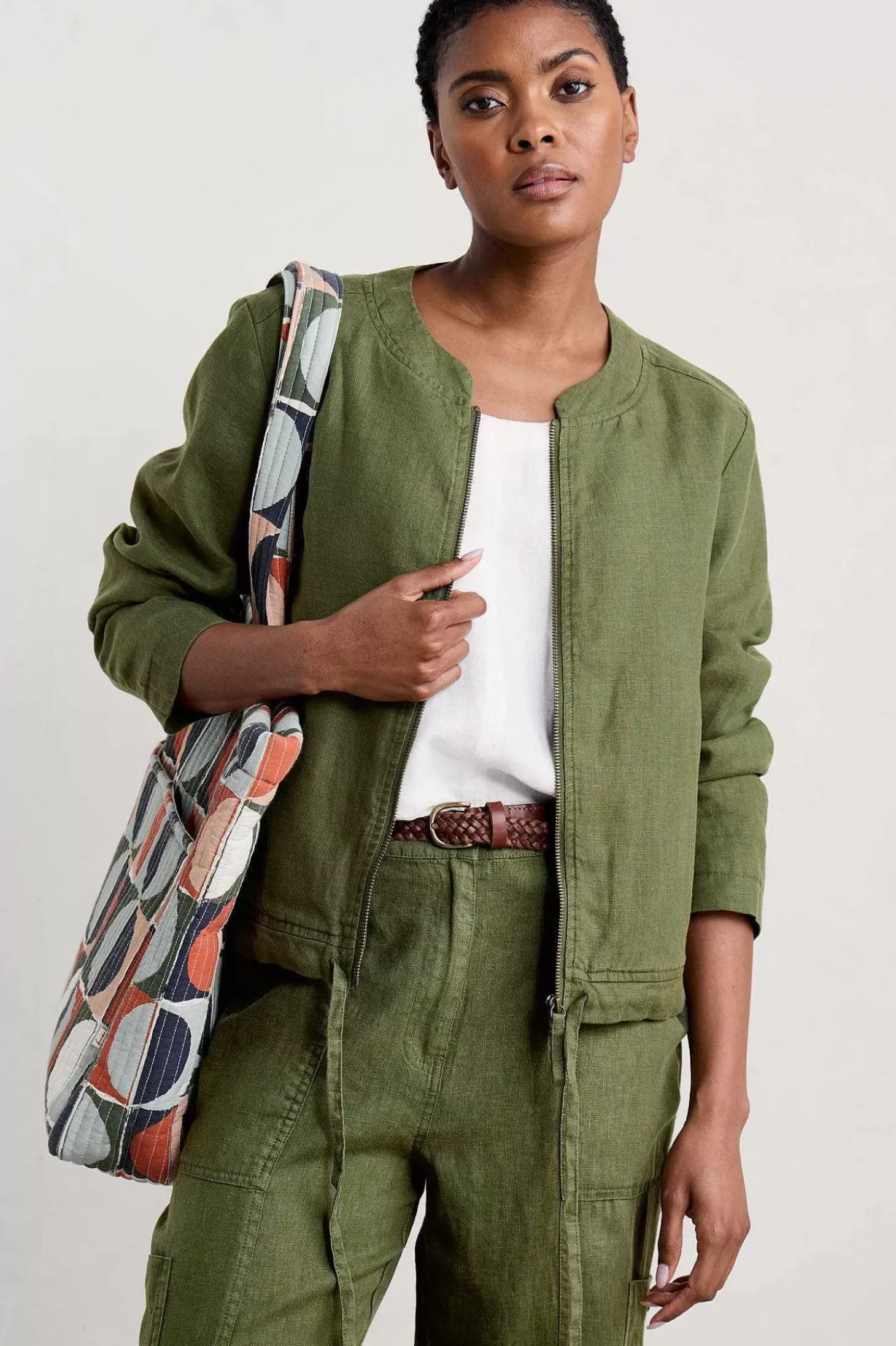 Galleon Zip Through Linen Jacket