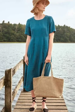 Grass Wave Linen Midi Dress