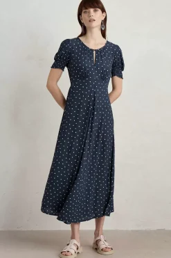 Marsh Violet Short Sleeve Empire Line Dress