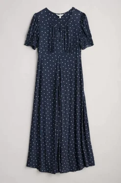 Marsh Violet Short Sleeve Empire Line Dress