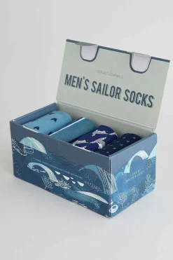 Men's Step Into The Blue Socks Box Of 4