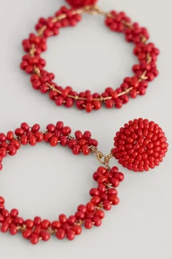 Redpoll Beaded Circle Earrings