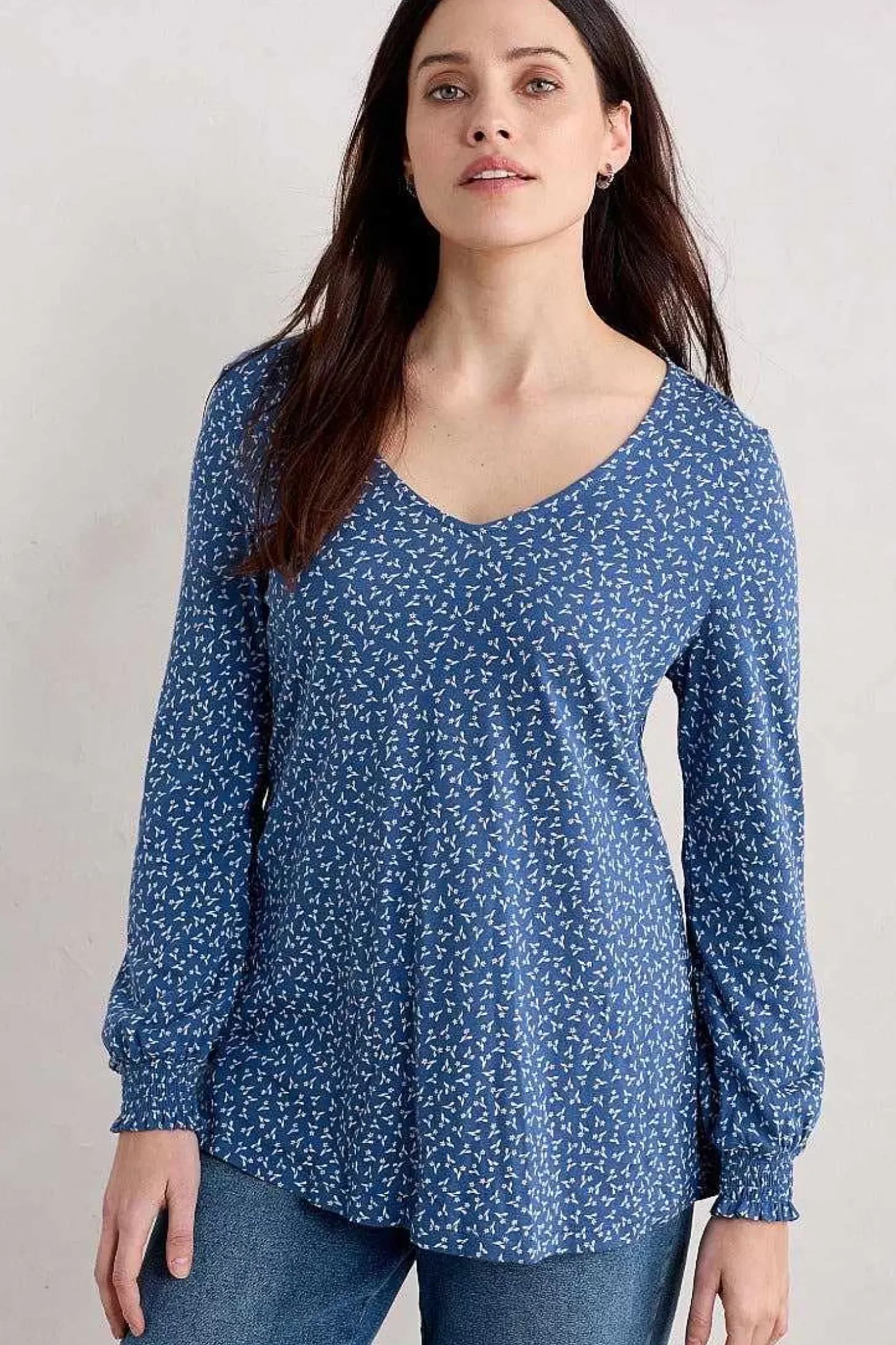 Rosehip Jersey V-Neck Top