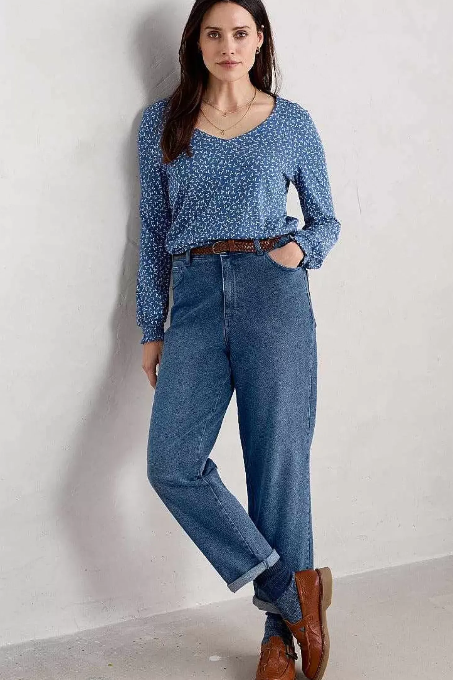Rosehip Jersey V-Neck Top