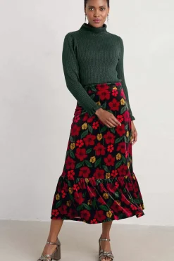 Wildflower Tiered Velvet Maxi Skirt