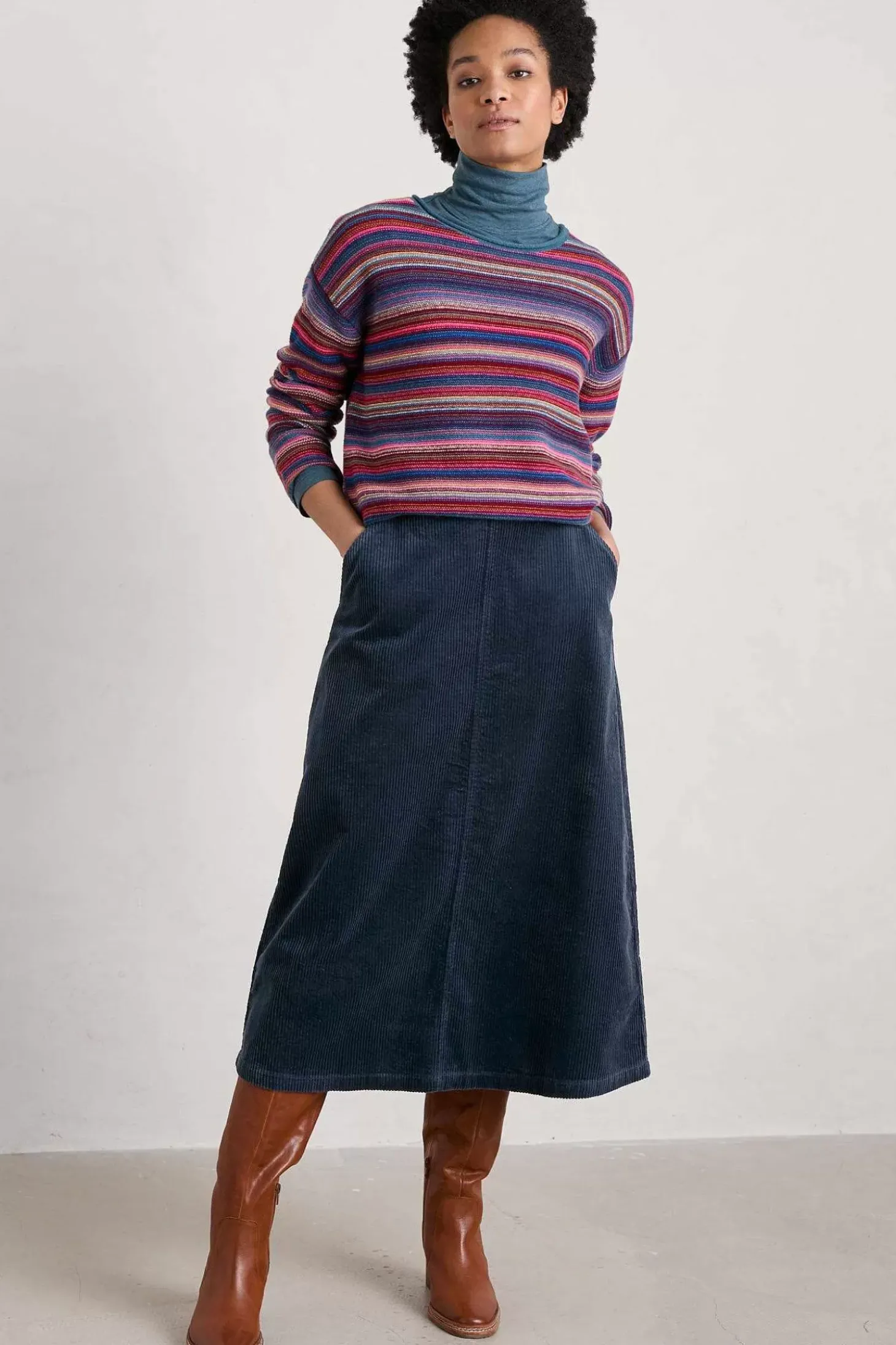 Window Wren Cord Midi Skirt