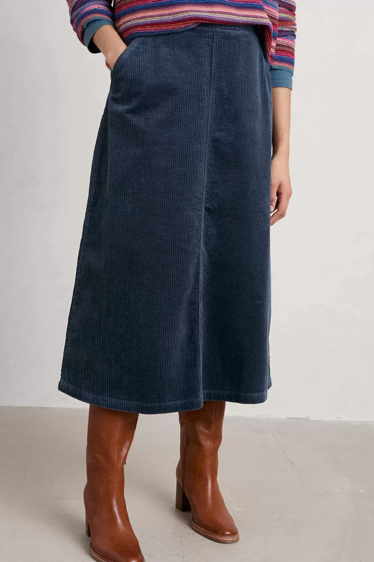 Window Wren Cord Midi Skirt