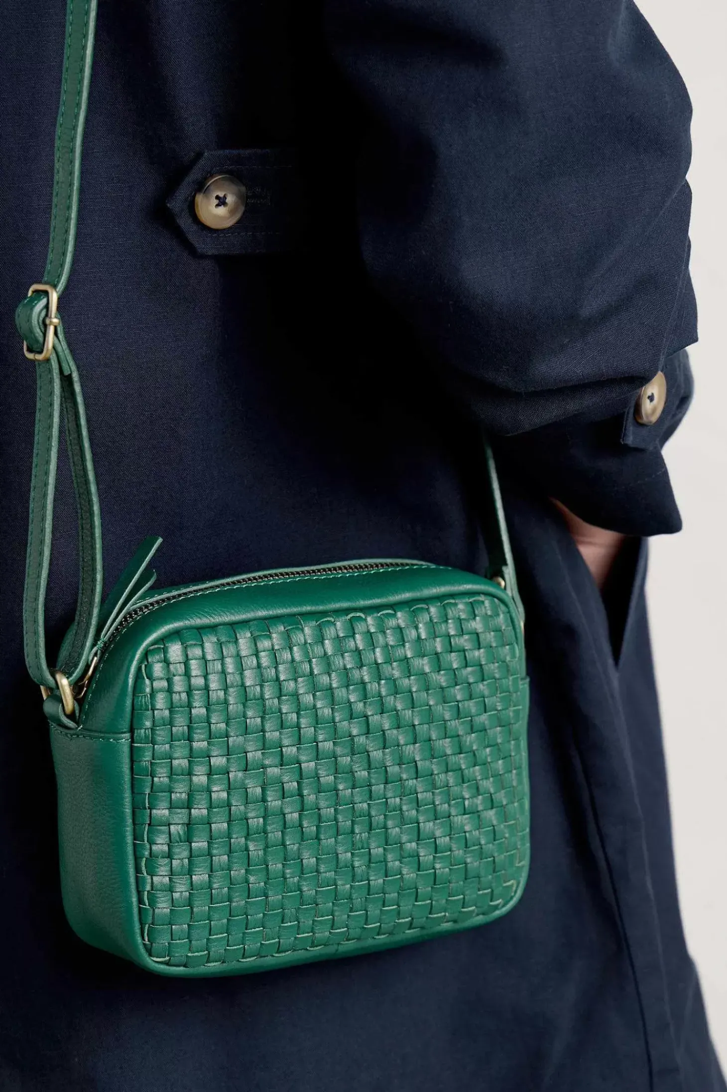 Woven Sea Fan Leather Cross-Body Bag